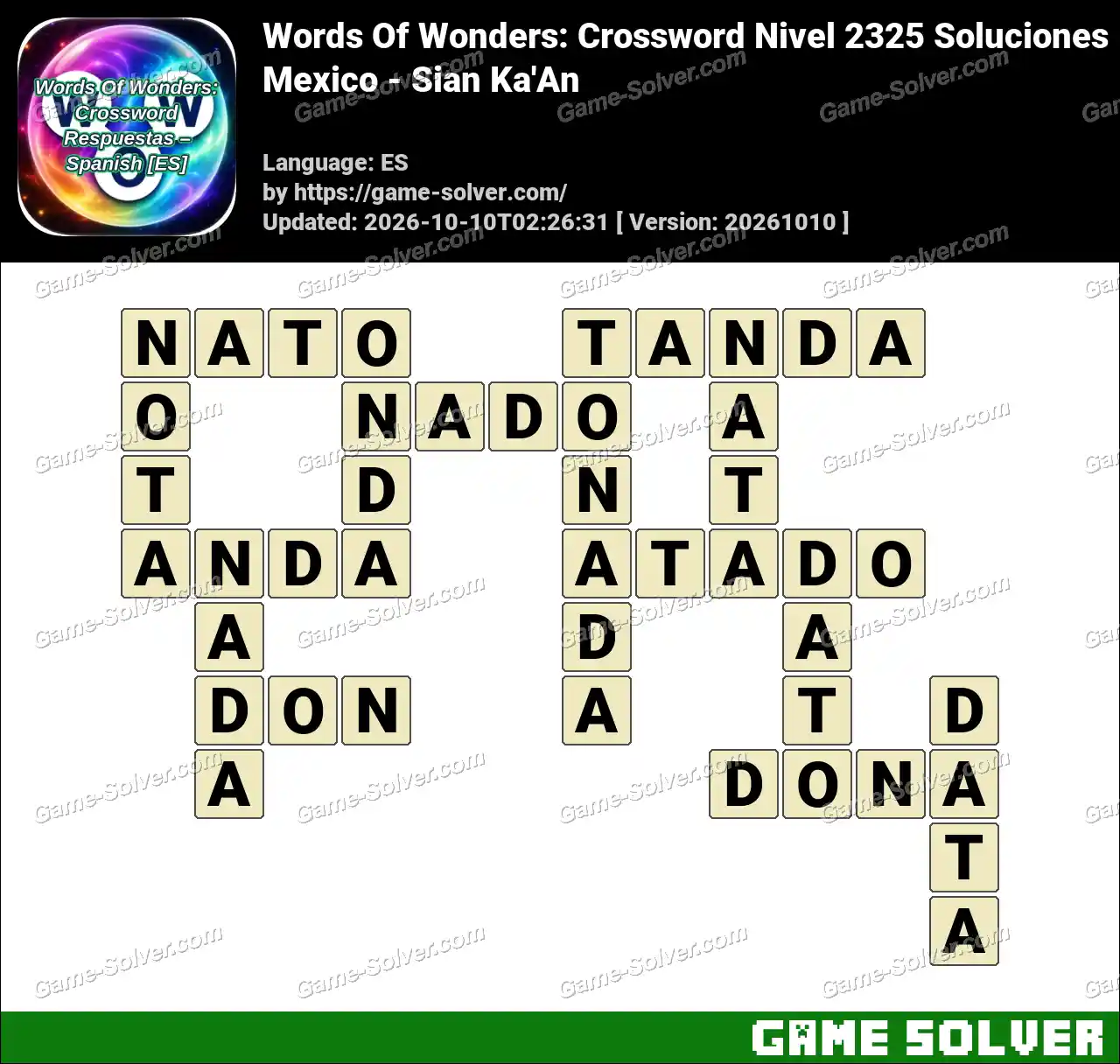 Words Of Wonders: Crossword Nivel 2325 Soluciones – Mexico – Sian Ka’An